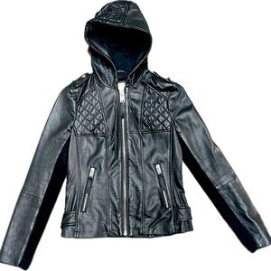 Michael Kors Hooded Leather Jacket-XS